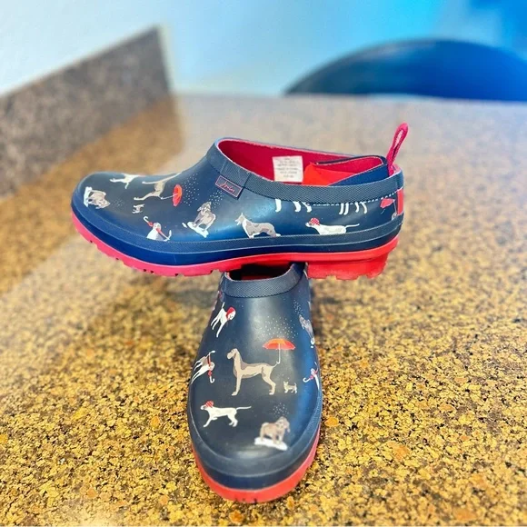 Joules Wellibob Navy Rain Shoes with Dog Print Sz: US10 UK8 EU42 Slip-On - Picture 8 of 9